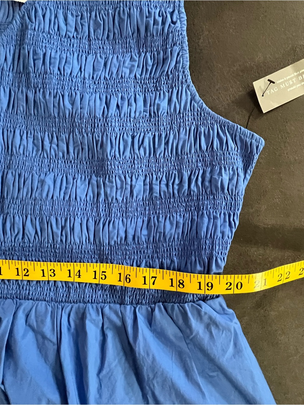 Lane Bryant Womens Blue Smocked 100% Cotton Sun Mini Dress Pickets 20 NWT - Picture 9 of 12